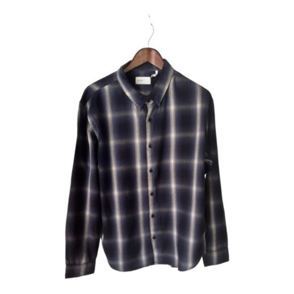 BLDWN Arias Indigo Plaid Long Sleeve Button Down Shirt Size Large NWT